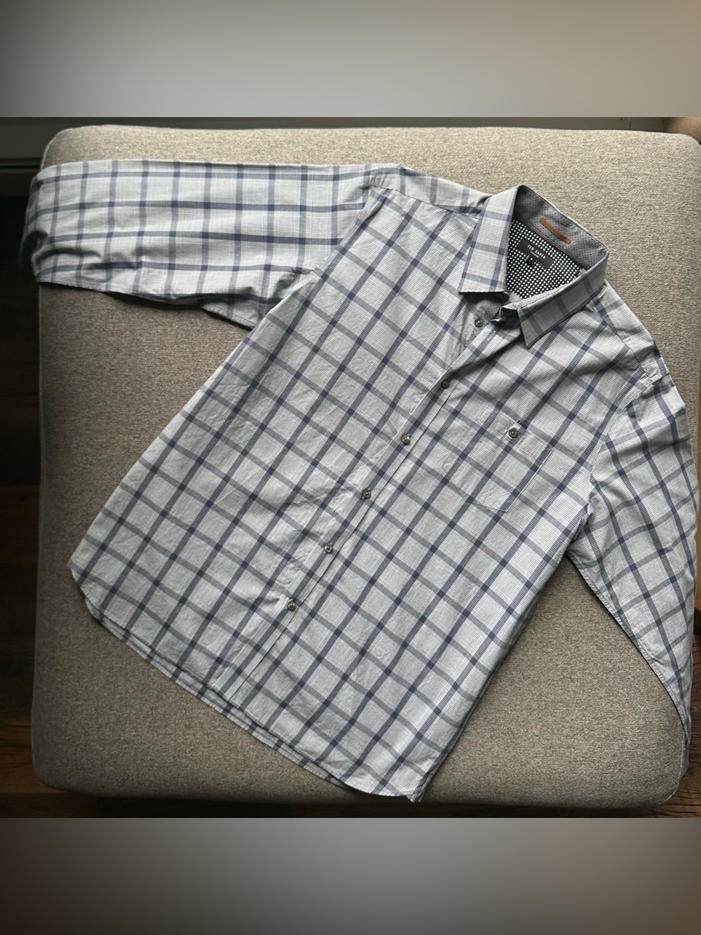 Ted Baker London Men’s Plaid Print Button Down Long Sleeve Shirt XXL